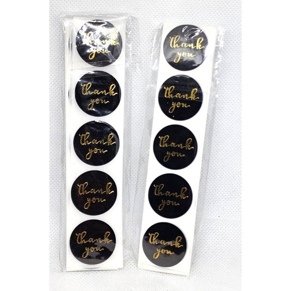 Express Your Gratitude with Black Gold Writing Thank You Stickers - Picture 4 of 9